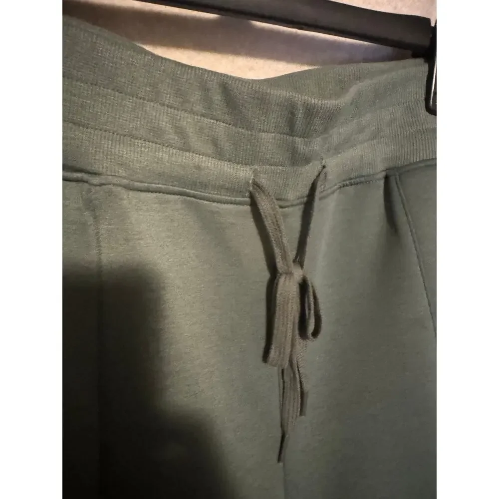 Zenana Green Polo Neck Women's Sweatshirt Matching Set Inseam 3, Pants 34